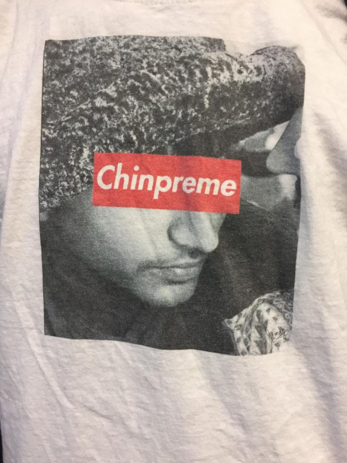 A senior proudly sports Chinpreme attire, unique to the movement. Chinpreme: it is not a cult.