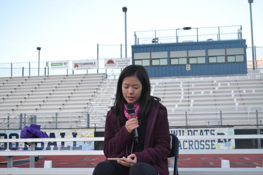 Luminaria speaker Ashley Chen, sophomore, pays an emotional tribute to her late mother, who passed away in 2009 from primary peritoneal cancer. “I remember being angered when I went to parent-teacher conferences and seeing all the other kids who came with their mom and dad. I envied those classmates who told me stories of them going shopping with their mom, getting their nails done, watching movies … I recall some nights where I just couldn’t accept the way everything turned out because of her death,” she said.