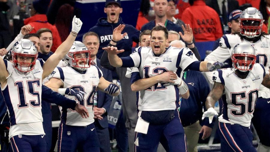Patriots celebrate after winning sixth Super Bowl.