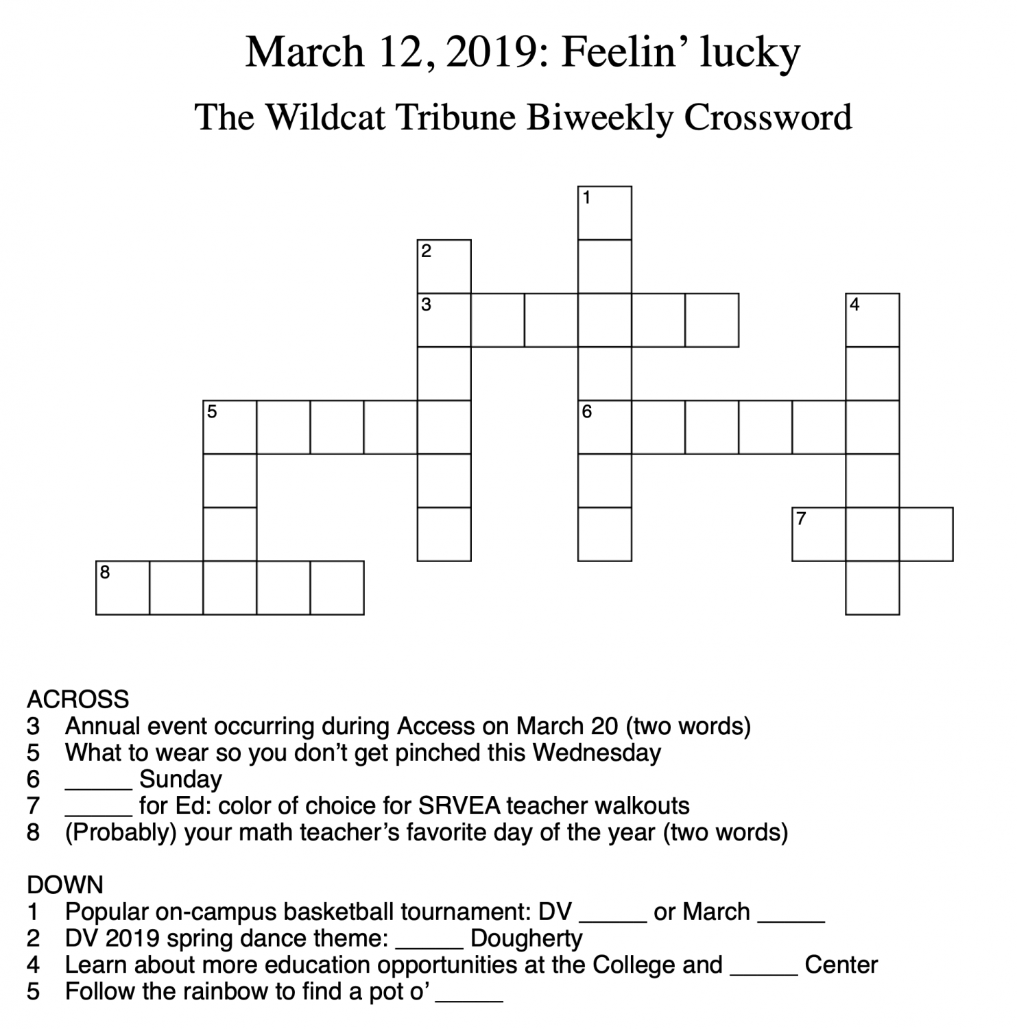 Crosswords: Week 7 – The Wildcat Tribune