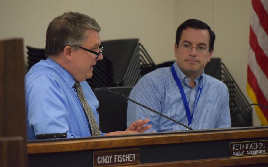 Assistant Superintendent Keith Rogenski (left), Chief Business Officer Greg Medici (right) and the SRVUSD Board of Education discussed the Tentative Agreement at its March 26 regular meeting.