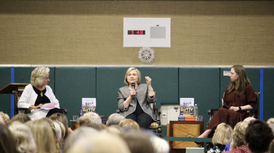 Hillary and Chelsea Clinton speak to a crowd at SRV on Oct. 20, promoting their new book The Book of Gutsy Women. They enamored the audience with stories of Gutsy women and how to change society.