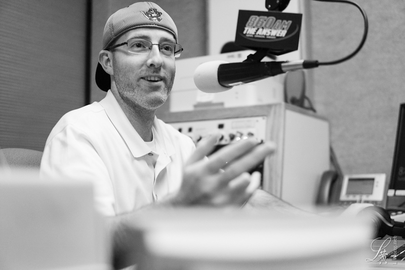 Teacher Lowell Tuckerman working at KTRB 860 AM, the flagship radio station of the Oakland Athletics.