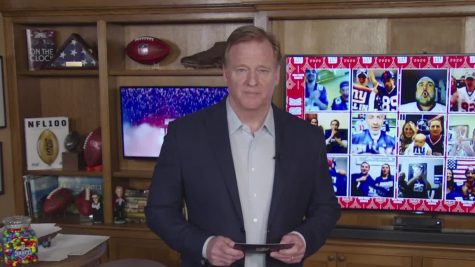 The 2020 NFL Draft was the first virtual draft in the history of the NFL. League commissioner Roger Goodell is announcing all draft picks from his house. All general managers, coaches, and draft prospects are tuning in from their homes.