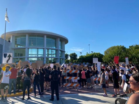 Protestors take to the streets of San Ramon on June 3 to peacefully protest against policy brutality in the the black community, in solidarity with the Black Lives Matter movement.