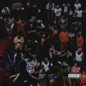 Album cover of JID’s latest album “The Forever Story,” depicting JID at the center of violence, religion, drugs and sex.