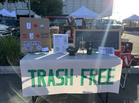 The Trash-Free stand at the weekly San Ramon Farmer’s Market in the City Center Bishop Ranch invites locals and businesses to participate in the program