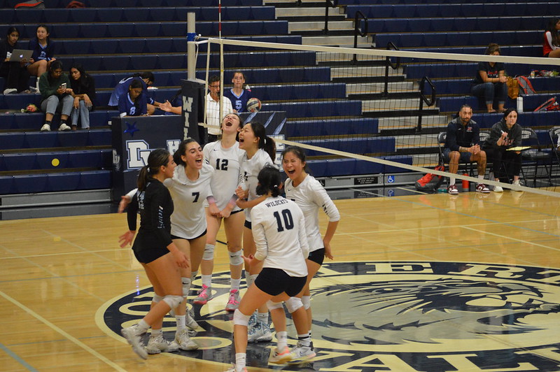 The team cheers after scoring a point in the game against Dublin on Oct. 20. 