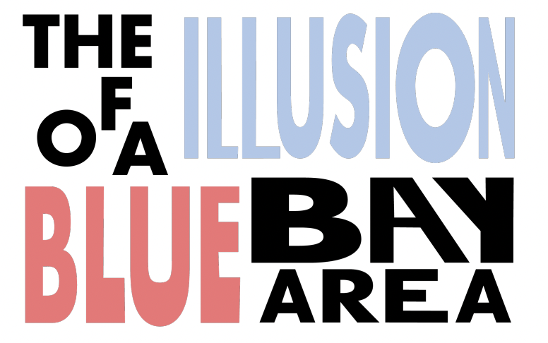 Word art reading The Illusion of a Blue Bay Area.