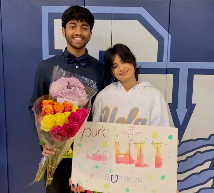 Mohit Sudhir at his Badminton senior night, along with friends showing their support.