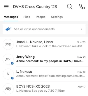 A peek into DVHS Cross Country’s communications on Remind.