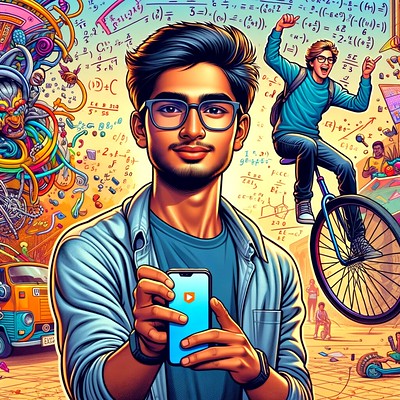 Pranav Patel-Singh with his app, SelfBetter. // OpenAI’s DALL-E.