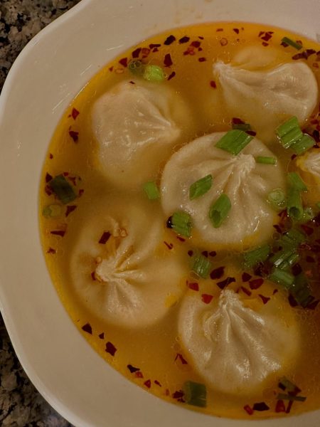 Trader Joe’s Chicken Soup Dumplings make for a quick, easy, and comforting meal when coupled with chicken broth, chili flakes, and spring onions.