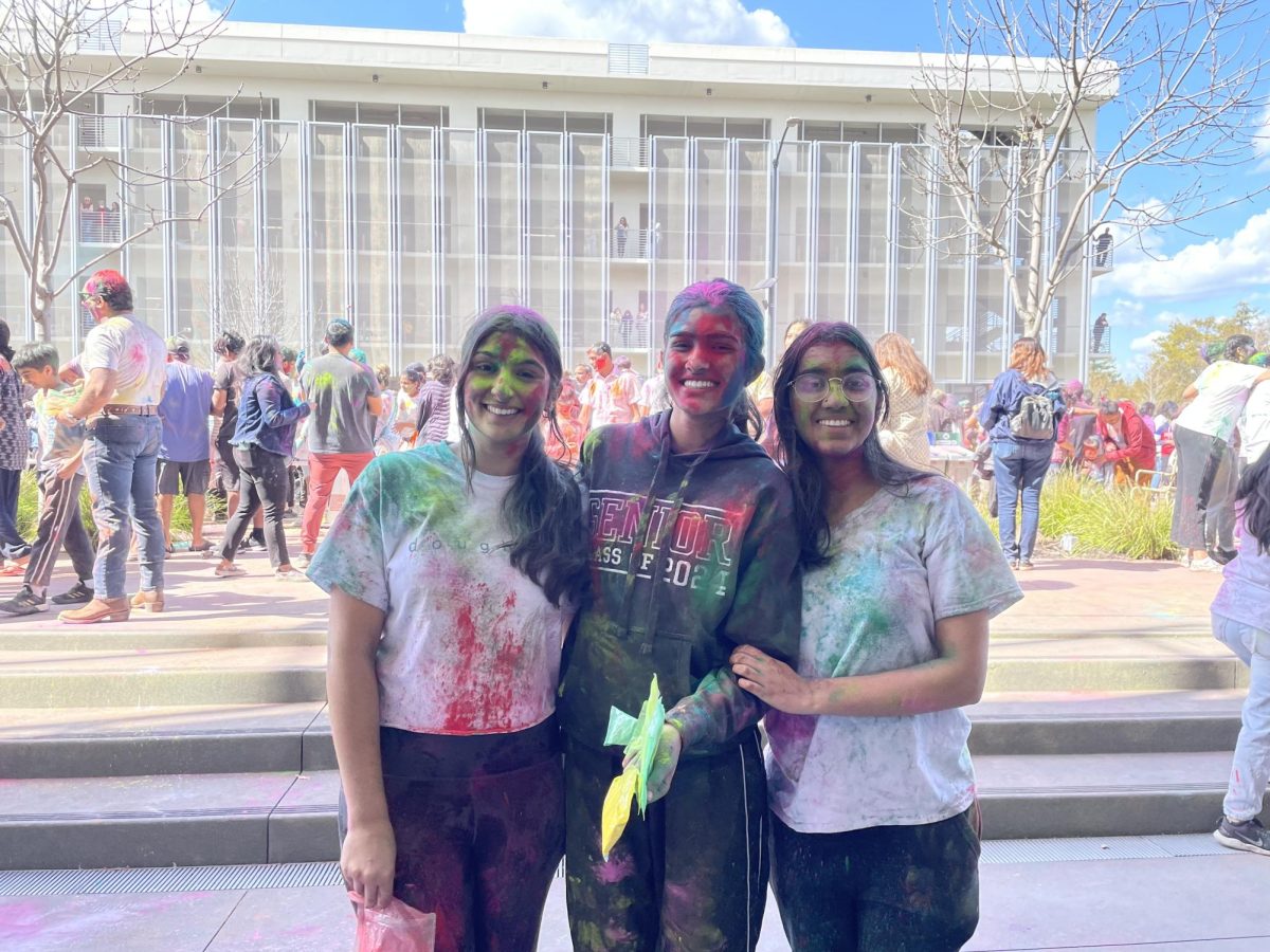 Sophomore Anvita Singh stands beside the San Ramon City Hall with her friends Dia Chopra(left) and Meghana Loke(right).