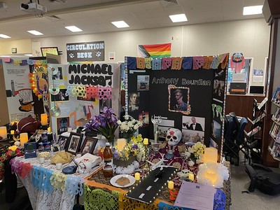 Dia de los Muertos trifolds in the DVHS library.