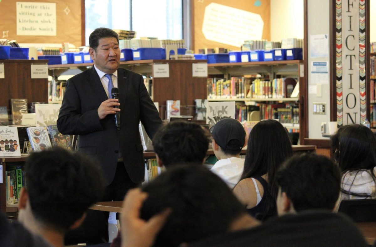 Munkhbataar Begzjav and his team speak with Dougherty Valley students.