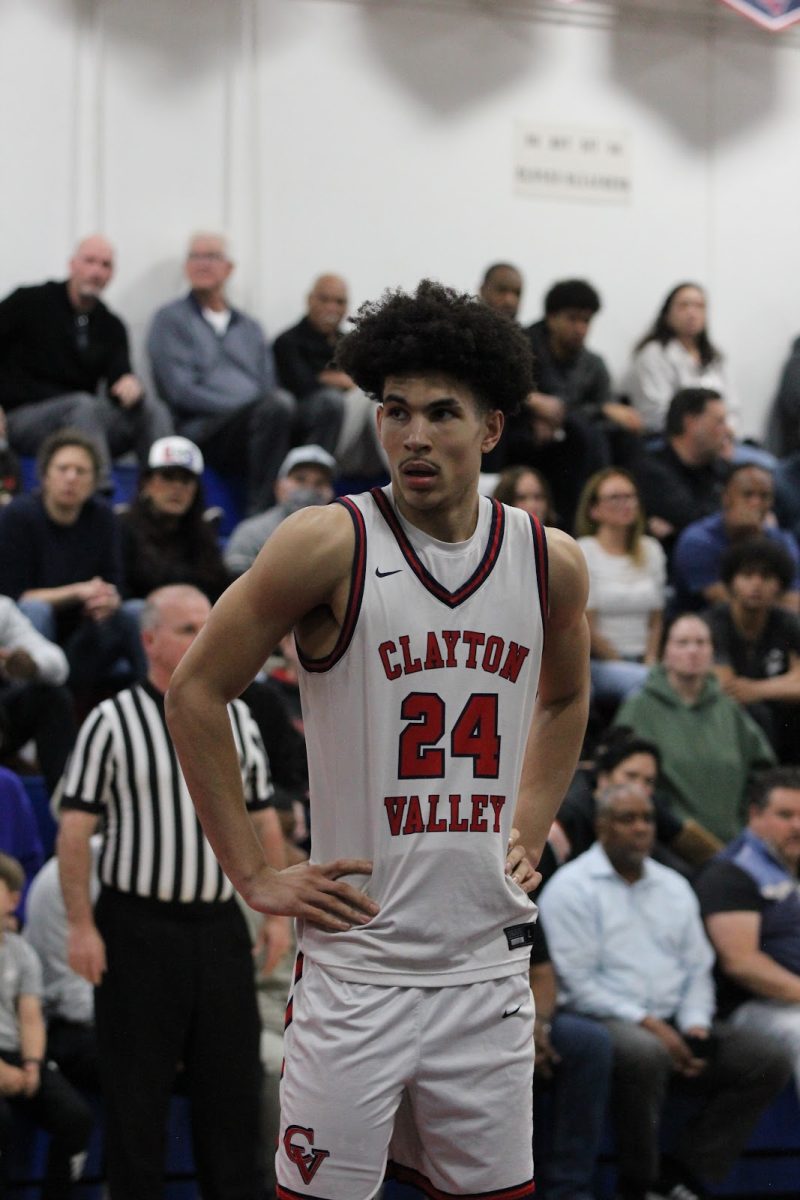 Junior Clayton Valley guard Zion Grissom on the court during the Dougherty Valley versus Clayton Valley rematch on March 5, 2026. 