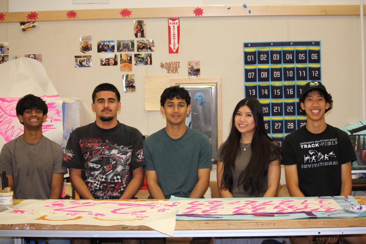 ASB Officers: (Left to right) Aditya Aiyer (Student Representative), Parsa Mahyari (Secretary), Ishaan Savla (Treasurer), Kei Vo (Vice President) and Matthew Ngyuen (President). 